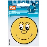 Термоаппликация "Смеющееся лицо", диаметр 70мм, желтый цв. 925429