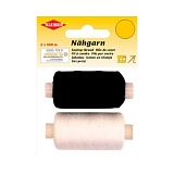 Набор швейных ниток, универсальные, 100% полиэстор, белый/черный, Kleiber, 922-24