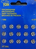 Кнопки 7мм, пришивные, металл, 15шт в упаковке, FALK, 36806 фин