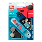 Кнопки "Анорак", дизайн "Плоский", диаметр 20мм, латунь, матовый черный, Prym, 390377