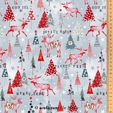 Ткань "Олени и ели", ширина 145см, 100% хлопок, Acufactum Ute Menze, 3523-776