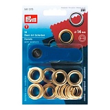 Люверсы, внутренний диаметр 14мм, латунь, золотистый, 10шт в упаковке, Prym, 541373