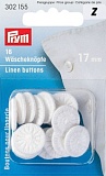 Пуговицы бельевые, обтянутые нитями, диаметр 17мм, пластик/хлопок, белый, 16шт в упак, Prym, 3021